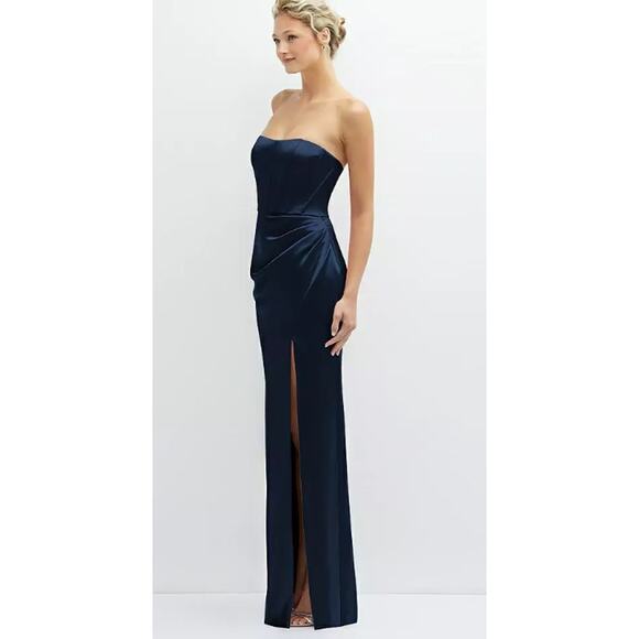 After Six Strapless Topstitched Corset Satin Maxi Dress Size 14R New with Tags - Picture 4 of 8